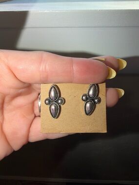 Sterling-Style Silver Tone Teardrop Cluster Earrings -